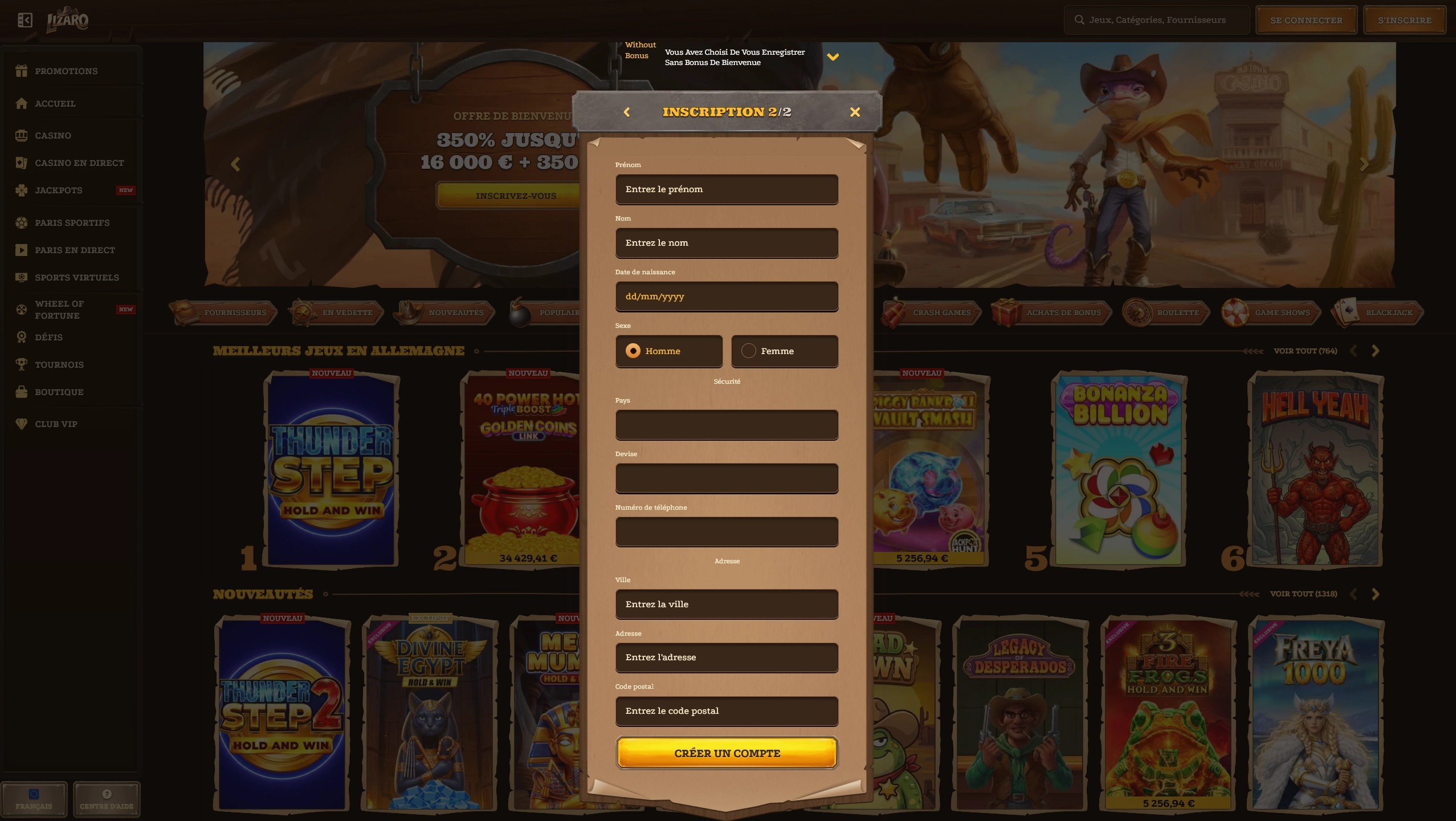 Vérification du compte Lizaro Casino Connexion après l'inscription