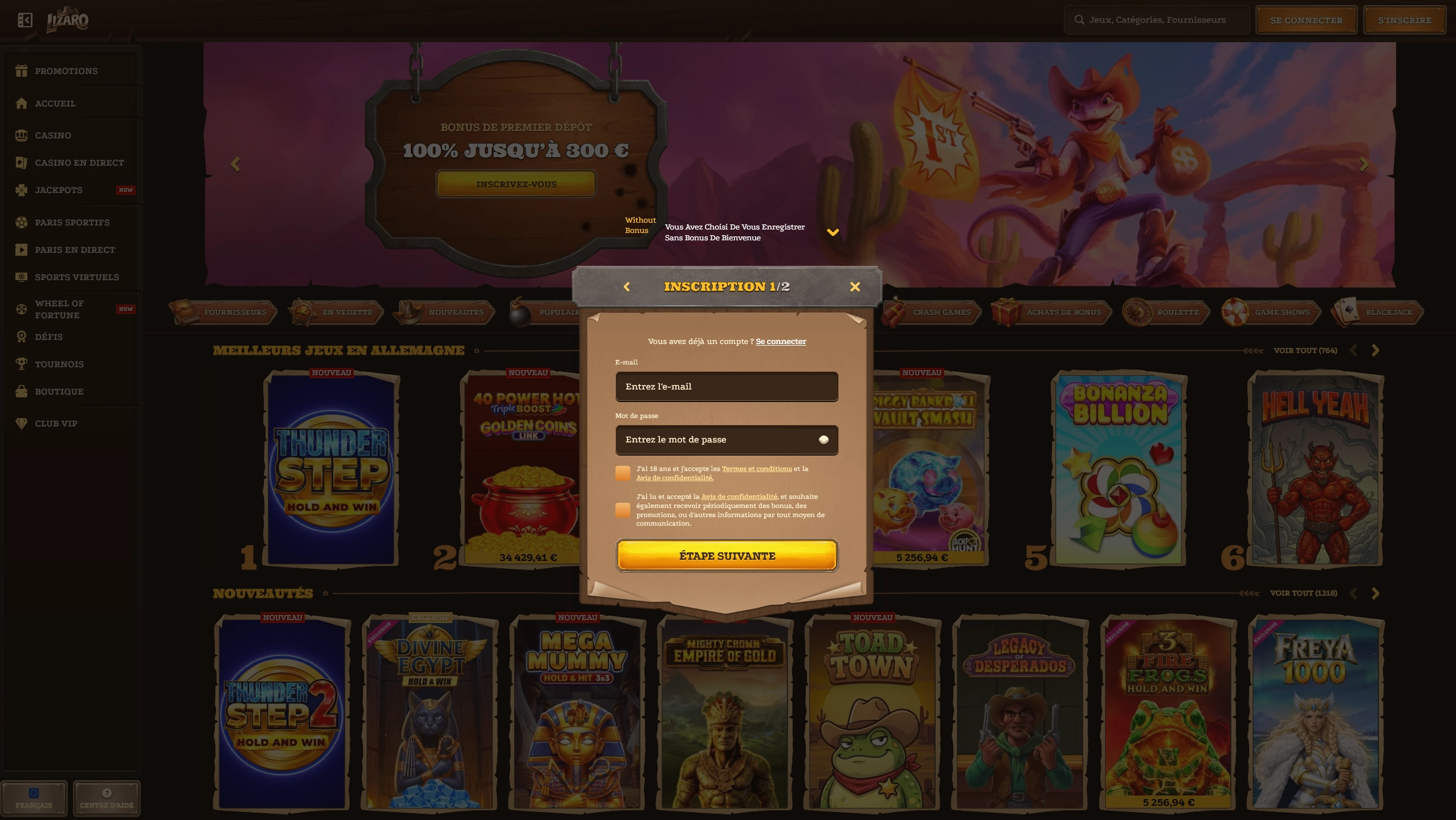 Étapes de Lizaro Casino Connexion pour la registration