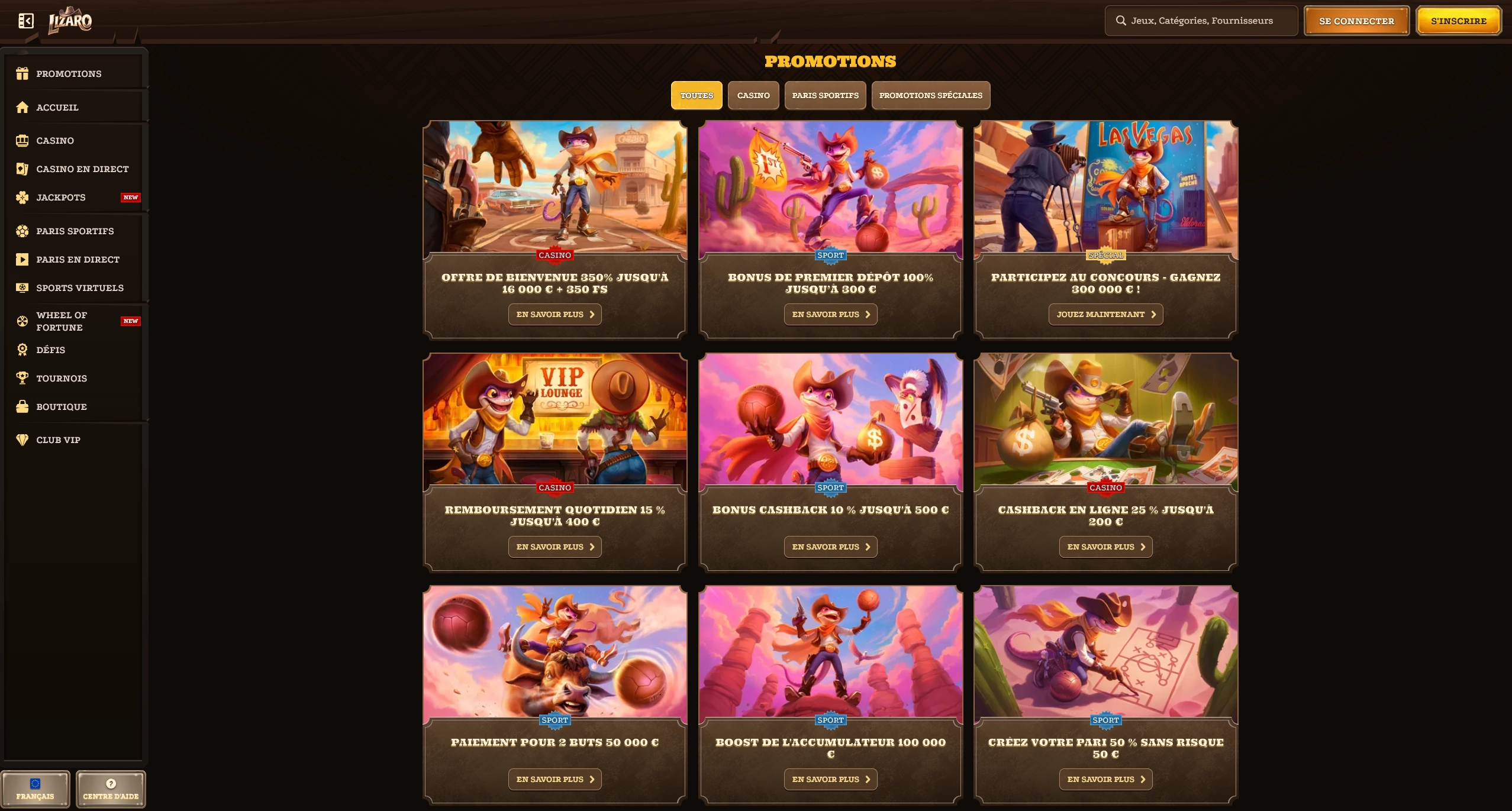 Bonus de bienvenue de Lizaro Casino